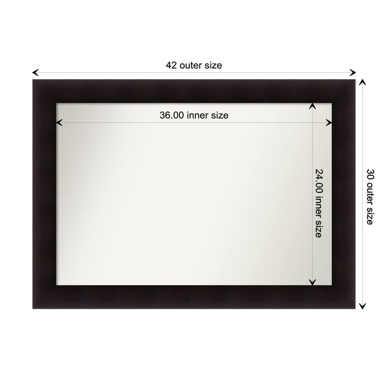 Portico Espresso Framed Non-Beveled Custom Wall Mirror, Bathroom Vanity Mirror - Outer Size: 41.75 x 29.75