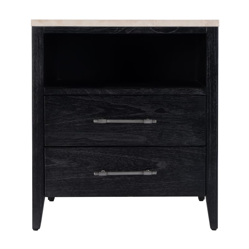 Mayfair 2 Drawer Wood and Marble Nightstand