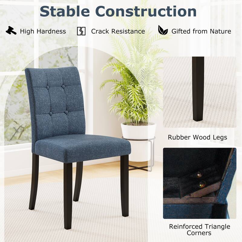 Gymax 4PCS Tufted Dining Chairs Upholstered Kitchen Armless Side
