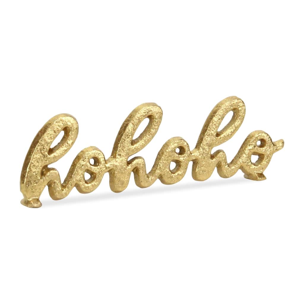 Handcrafted Cast Iron "hohoho" Christmas Sign - 8.5" - Gold
