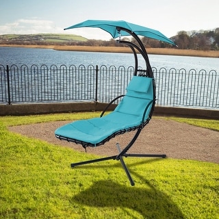 Hanging Chaise Lounger with Removable Canopy Curved Chaise Lounge Chair Swing for Patio Porch Pool with Stand Orange Bed Bath Beyond 40277555
