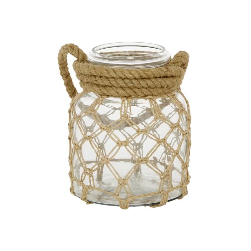 Glass Decorative Candle Lantern with Rope Handle - Clear - Roche River Decor