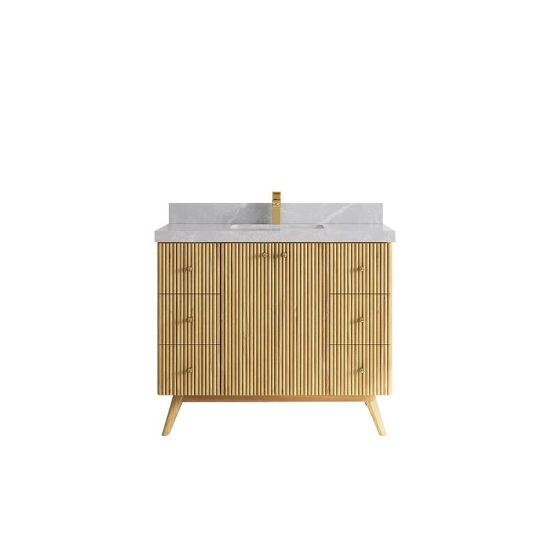 Willow Collections 42 in. W x 22 in. D Pasadena Solid TeakSingle Sink Bathroom Vanity with Countertop