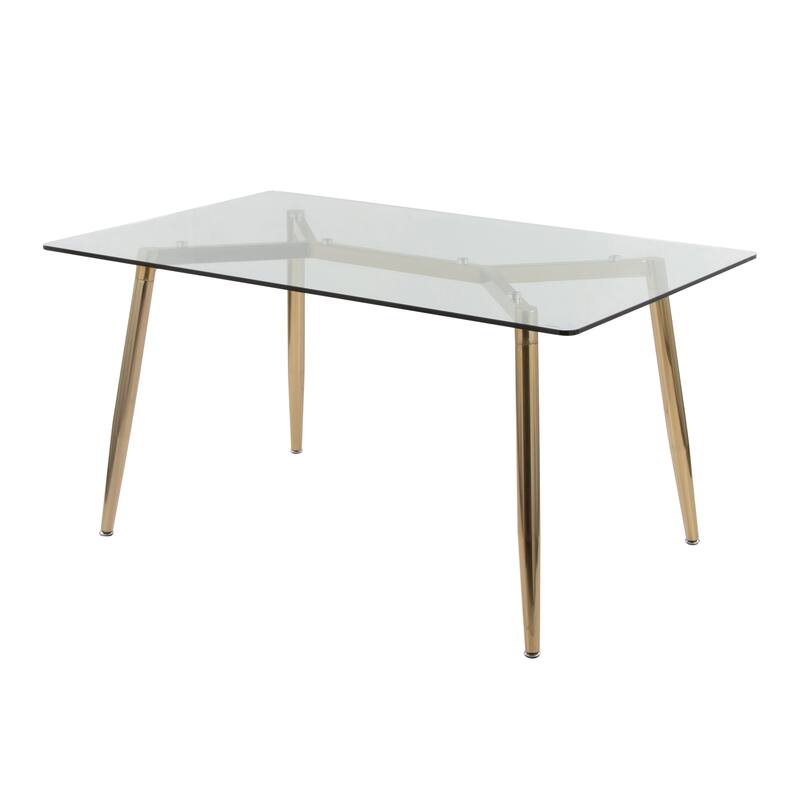 Clara Dinette Table in Gold Metal and Clear Glass
