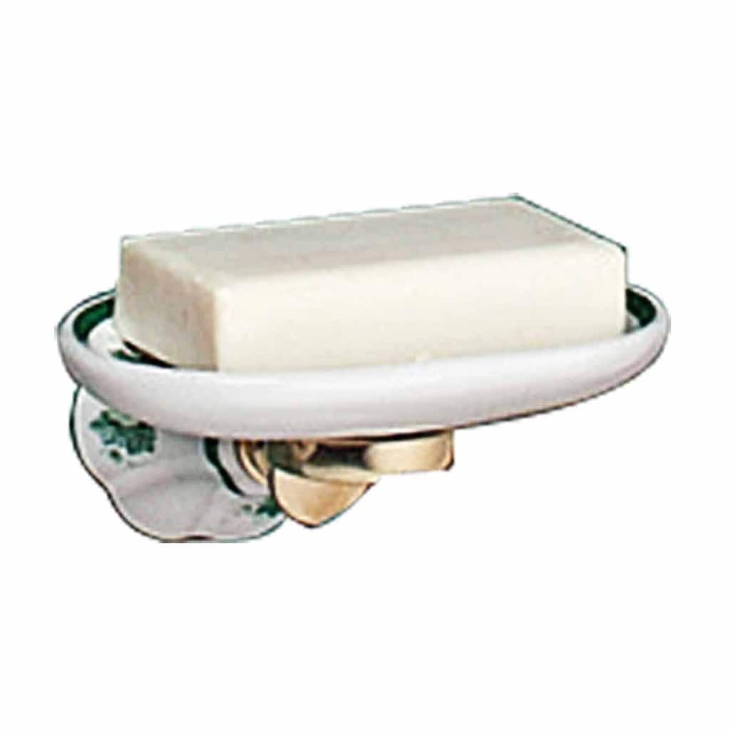 Vintage Wall Mount Soap Dish White/Green Ivy Porcelain Tray Renovators Supply