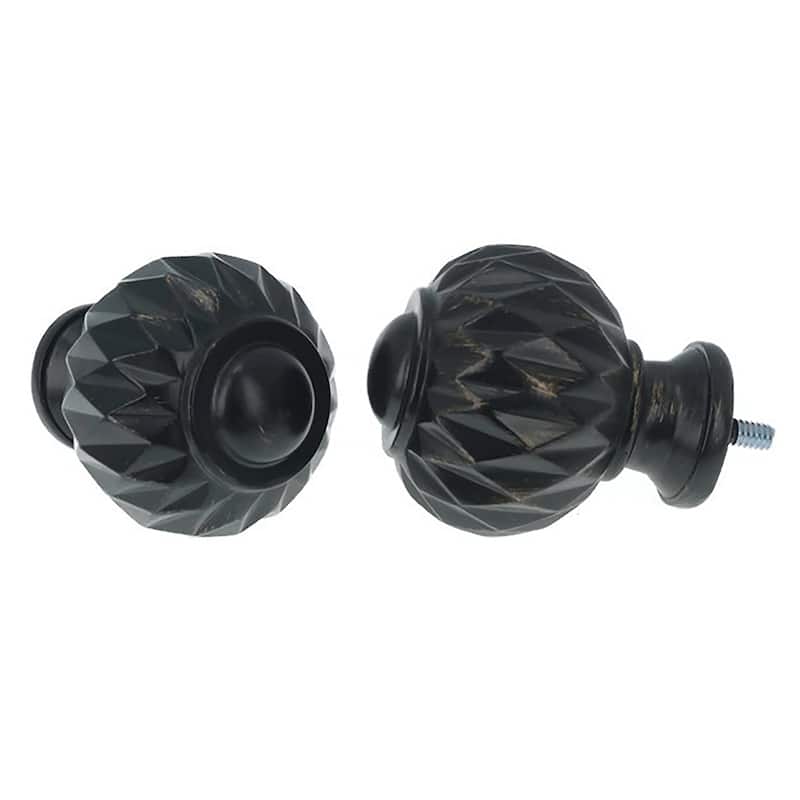 Meriville 1-Inch Diameter Double Window Curtain Rod, Castani Finial