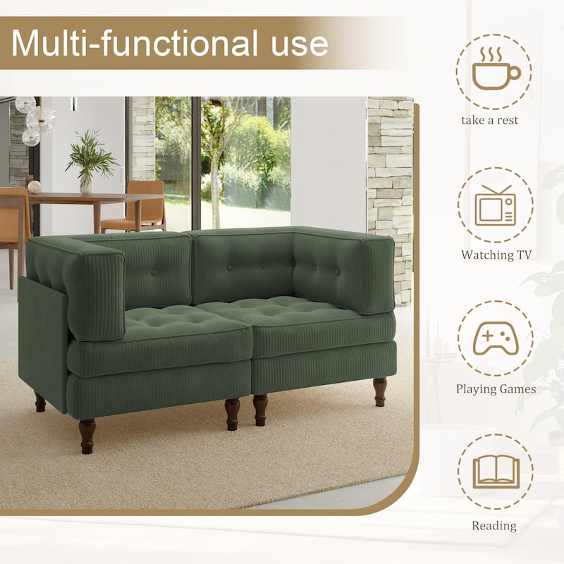 Oversized Sofa Corduroy Tufted Modular Sectional Set