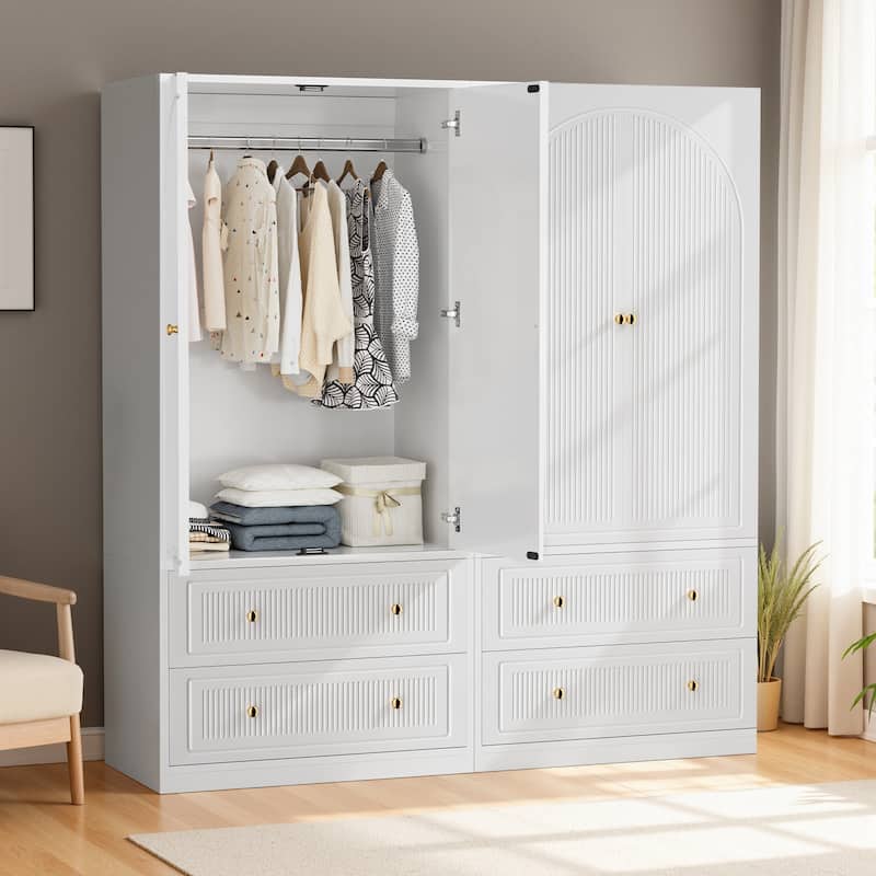 Pocassy Wardrobe Closet 70" Capacity Clothing Wardrobe Cabinet