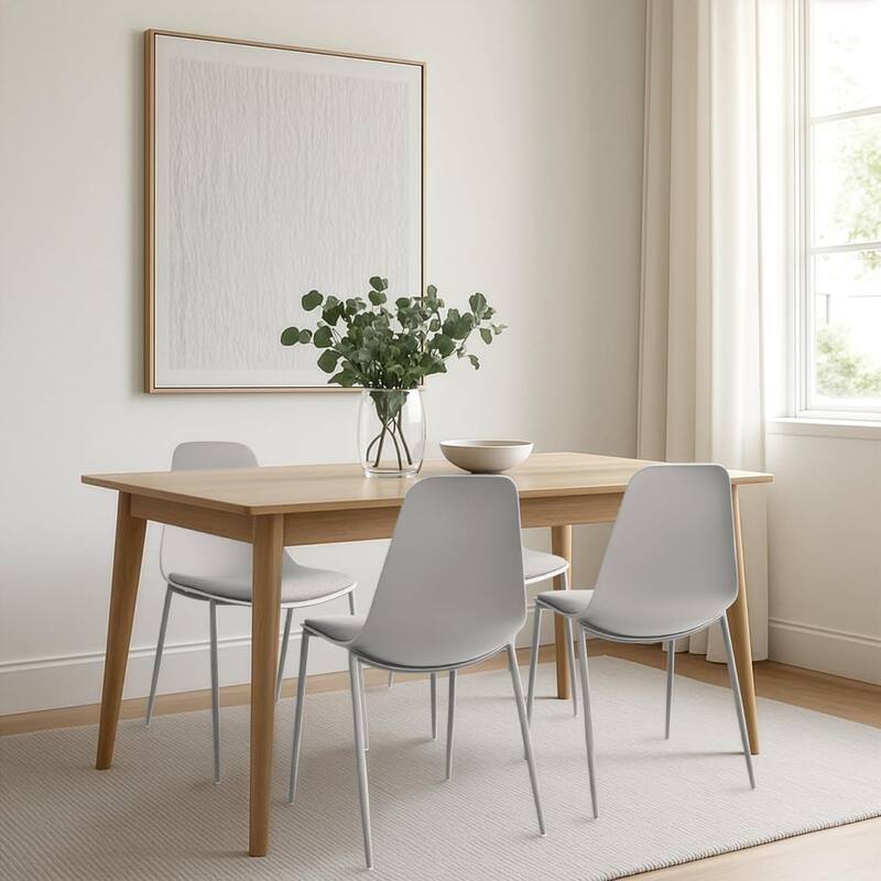 Set of 4 Plastic Dining Chairs Cushion Padded For Kitchen Metal Legs Guest Meeting Waiting Room Business Indoor Outdoor Patio