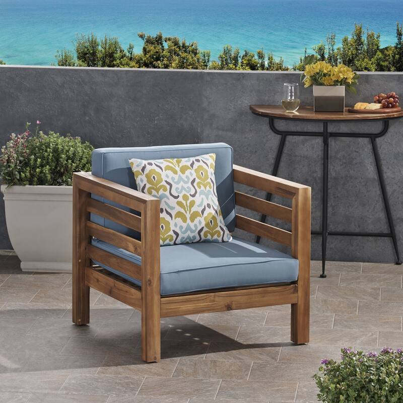CLUB CHAIR for Outdoor Relaxation and Socializing - Pecan+Blue
