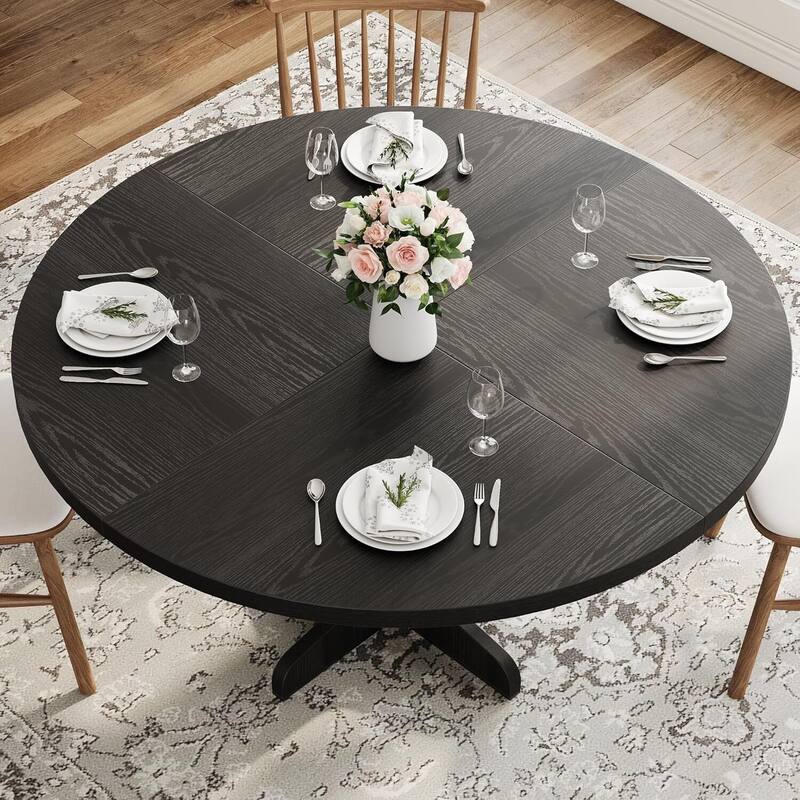 Rustic 47 Inch Round Dining Kitchen Table for 4-6 Dining Room, Living Room (Only Table)