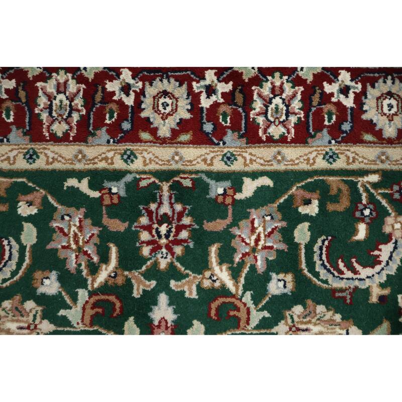 Hand Knotted Oriental 100% Wool Carpet Traditional All-Over Green Agra Area Rug - 5' 10'' X 4' 0''