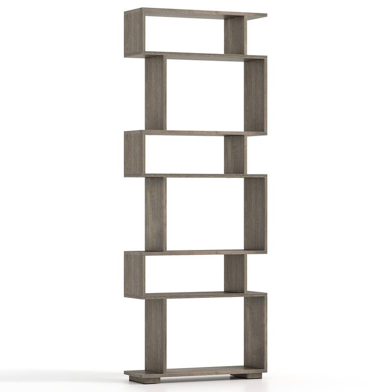 Gymax Set of 2 6-tier Storage Bookshelf w/Anti-toppling Kits