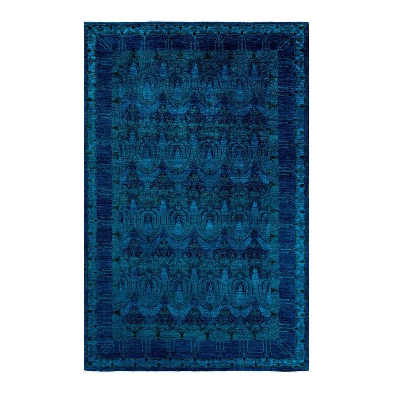 Vibrance, One-of-a-Kind Hand-Knotted Area Rug - Blue, 8' 0" x 12' 4" - 8' 0" x 12' 4"