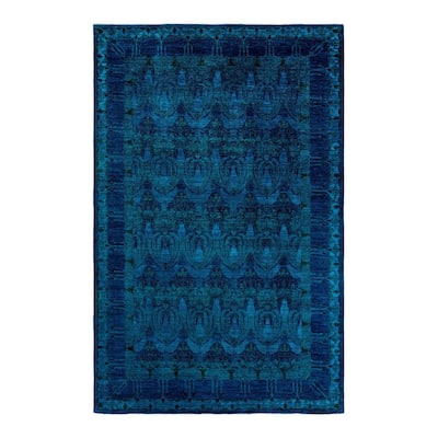 Vibrance, One-of-a-Kind Hand-Knotted Area Rug - Blue, 8' 0" x 12' 4" - 8' 0" x 12' 4"