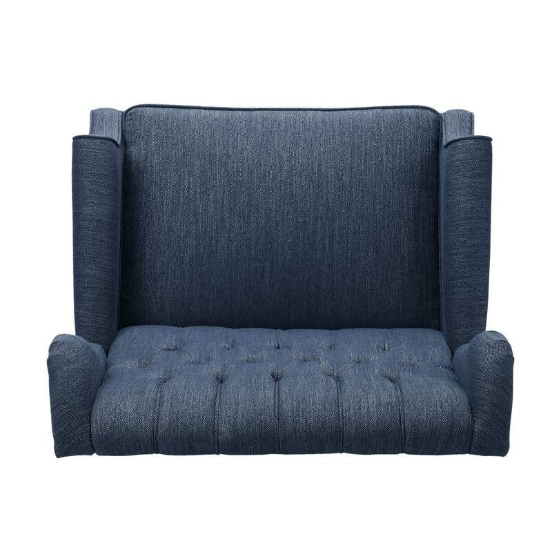 Oversized Wingback Push-Back Recliner with Footrest, Tufted Back, Nailheads
