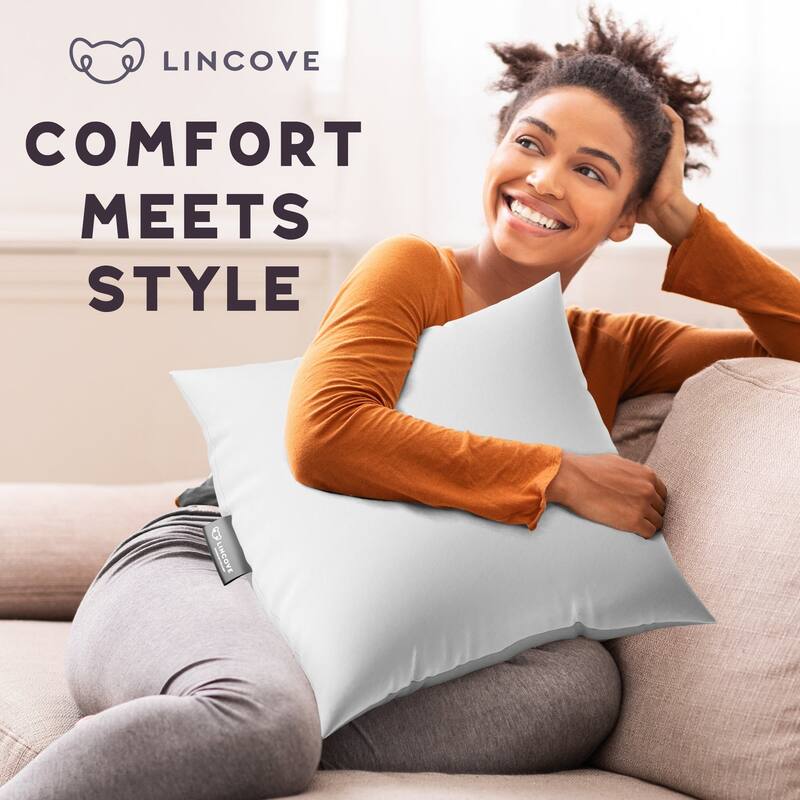 Lincove Luxury Throw Pillow Insert: Premium Comfort, 100% Cotton Shell, Down Alternative Filling - 1 Pack