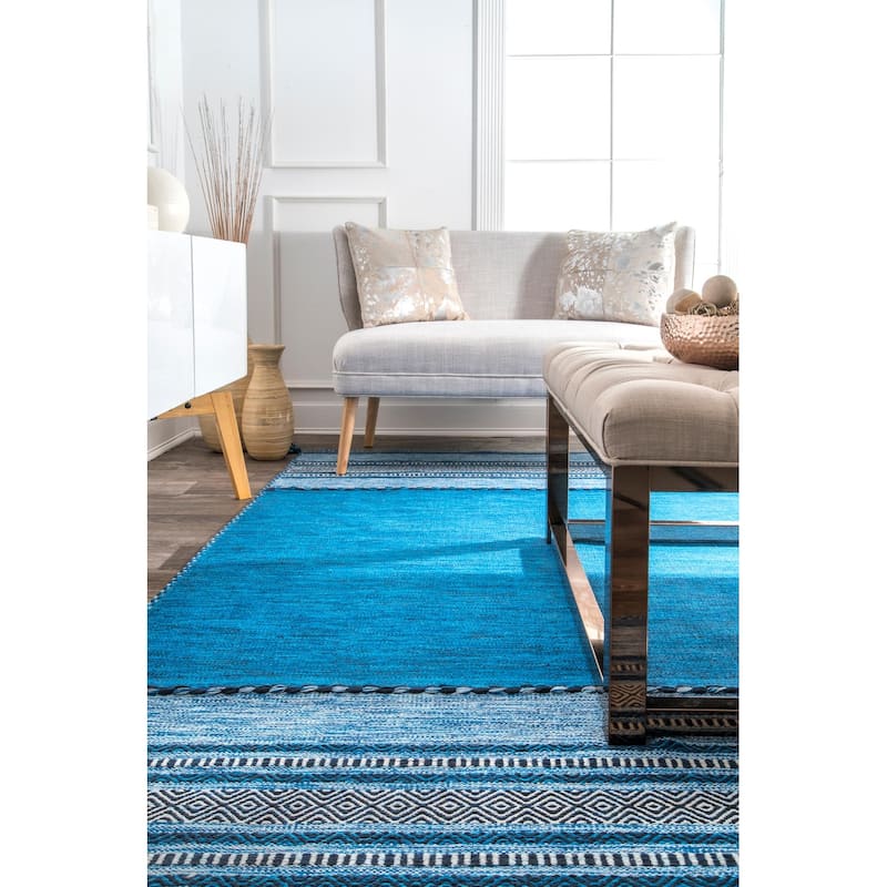 Nuloom Contemporary Flatweave Handmade Diamond Bands Solid Area Rug