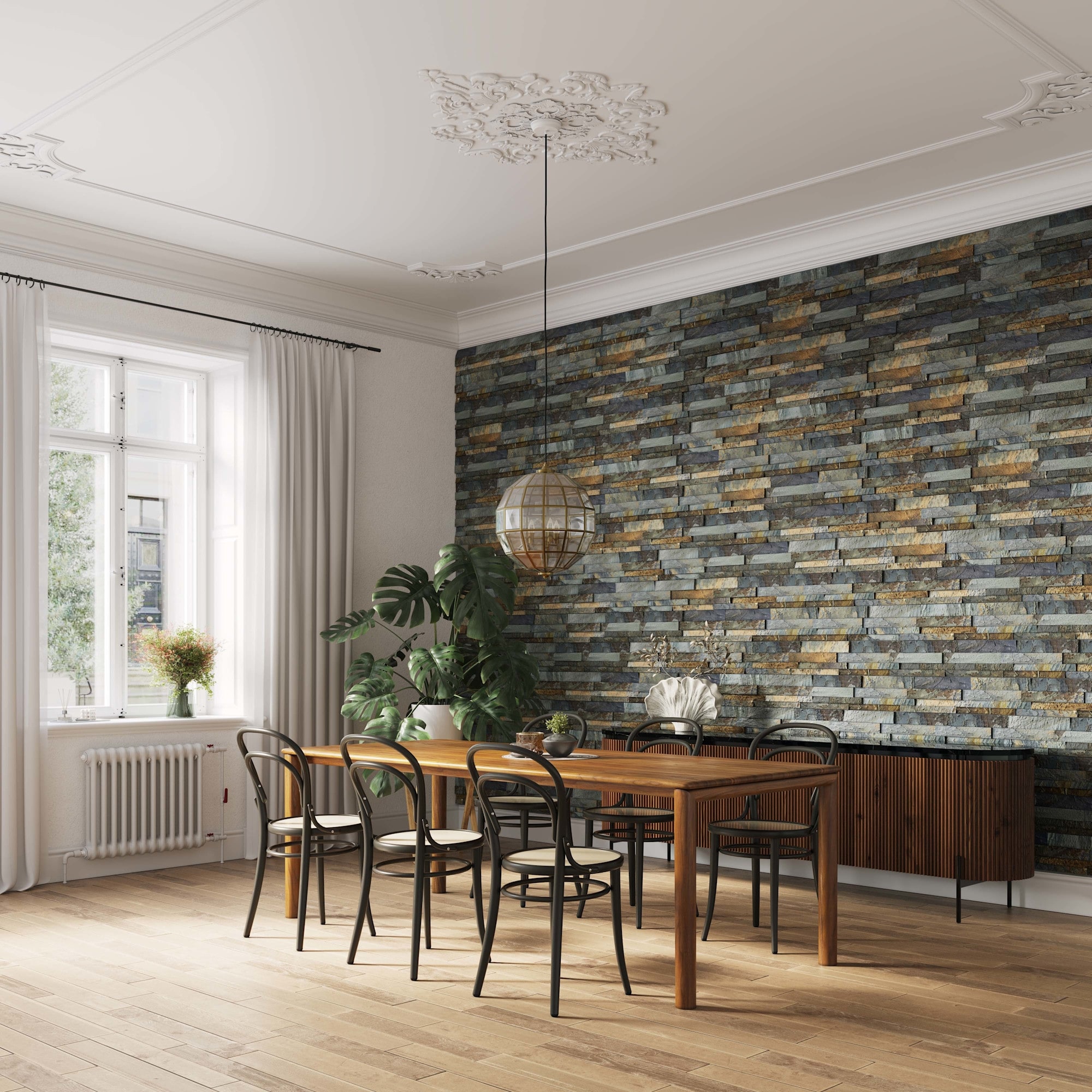 Linear Lines 6 in. x 12 in. Split Face Slate Wall Tile - Sunset Slate, image size:2000x2000