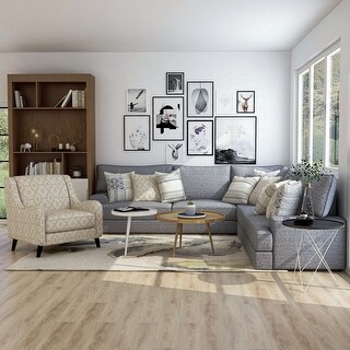 Caledonia Transitional Grey Chenille 2-Piece Sectional and Keystone ...