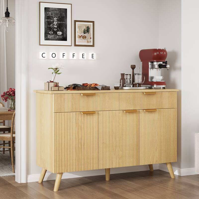 Gymojoy Sideboard Buffet Cabinet Storage, Modern Buffet with 3 Doors & 2 Drawers, Adjustable Shelves for Kitchen, Living Room