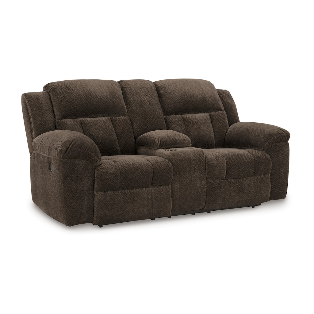 Briar Manual Double Reclining Loveseat, Brown Polyester, 80 Inch