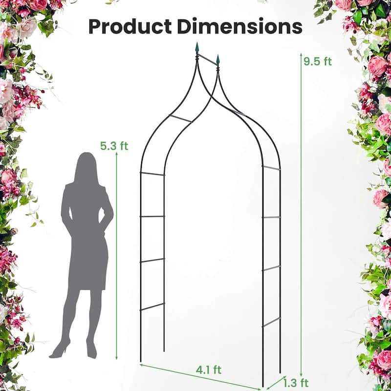 Metal Garden Arch 8.4 Ft High Pergola Arbor for Climbing Plant