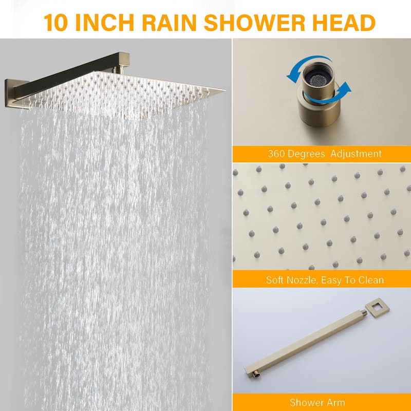Topcraft Wall Mounted Rain Shower System with Handheld Showerhead