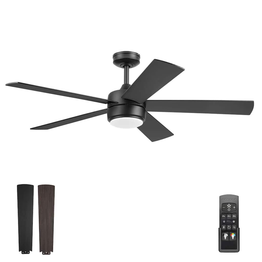 Honeywell 52" Schilling Indoor Matte Black LED Ceiling Fan with Remote Control - 52 Inches