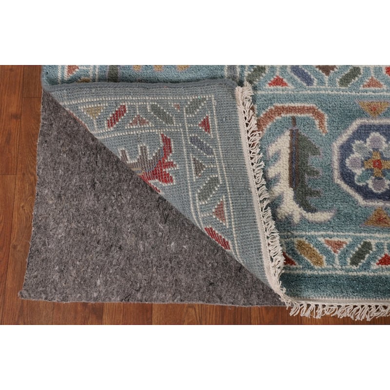 Floral Blue Oushak Oriental Area Rug Hand-Knotted Wool Carpet - 8'1"x 9'11"