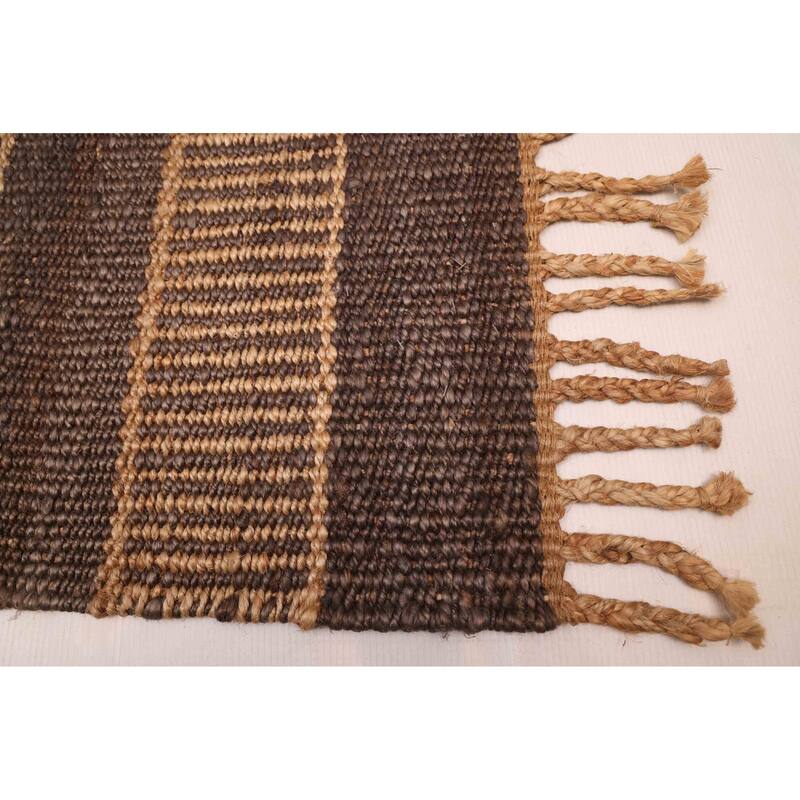 ECARPETGALLERY Flat-Weave Palas Denizli Dark Brown Jute Rug - 5'4 x 7'5