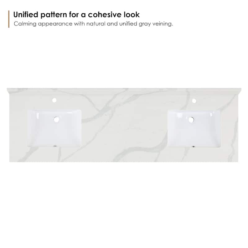 Altair Arbios Calacatta White Quartz Stone Vanity Top in Single Faucet Hole Without Vanity