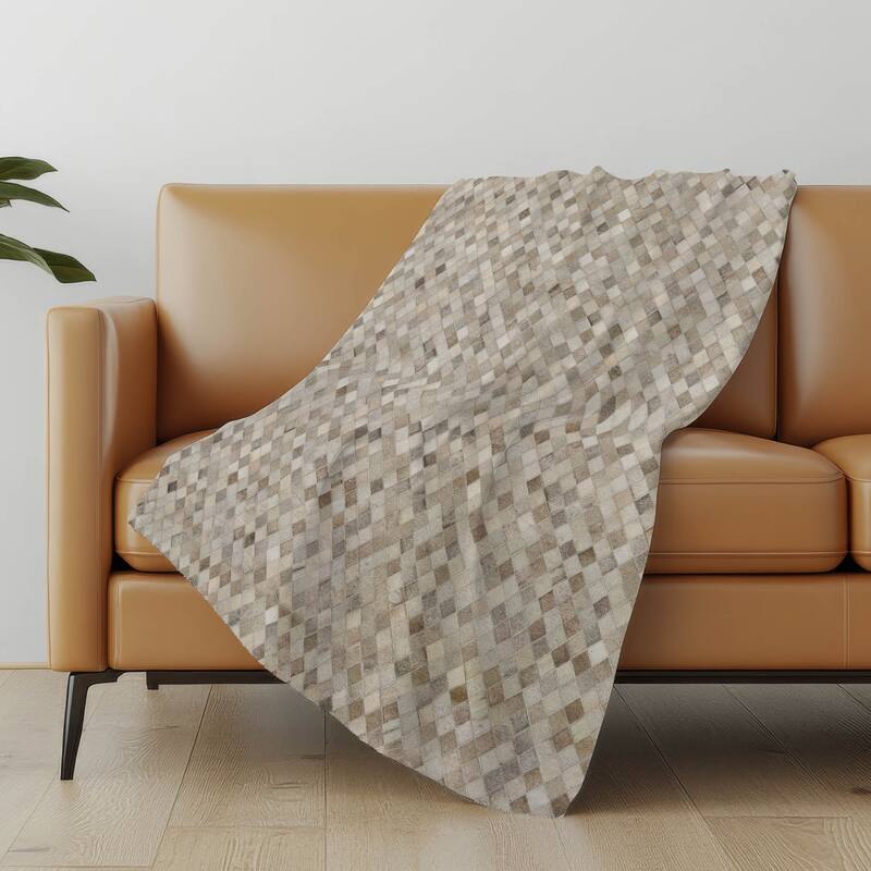 Premium Machine Washable ASB101 Faux Cowhide Sherpa Throw Blanket - Gray - 4'2" x 5'10"