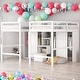 preview thumbnail 1 of 20, Double Twin Size Loft Beds With Wardrobes and Staircase,Sturdy Construction for Bedroom White