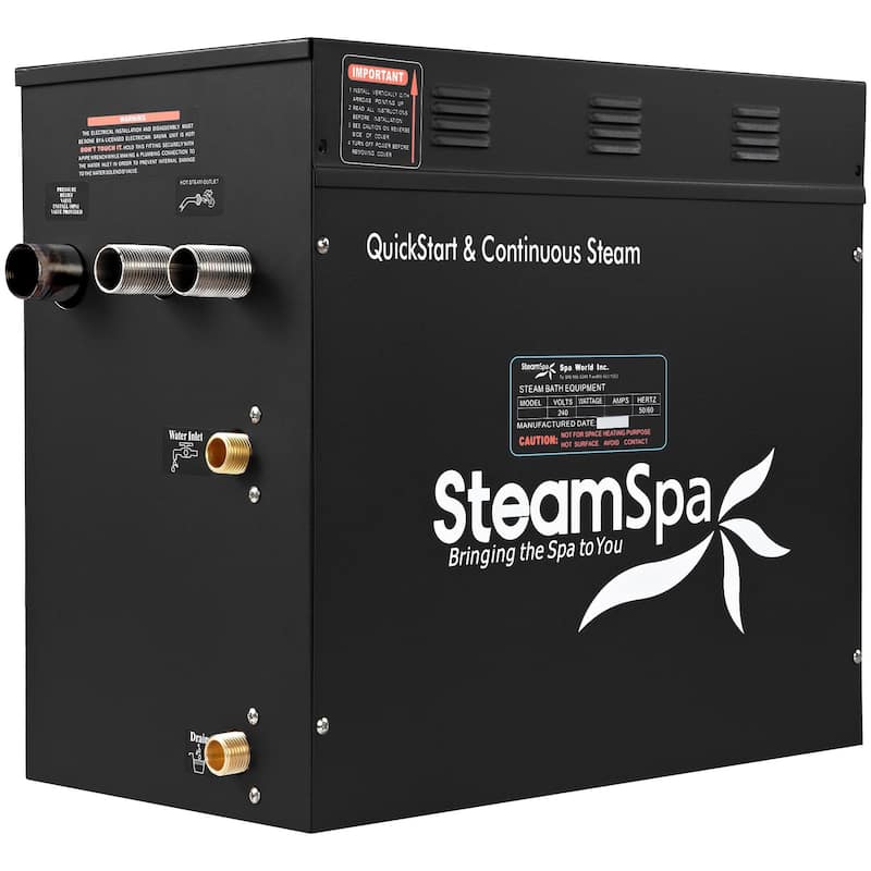 SteamSpa Black Series Bluetooth 12kW QuickStart Steam Bath Generator