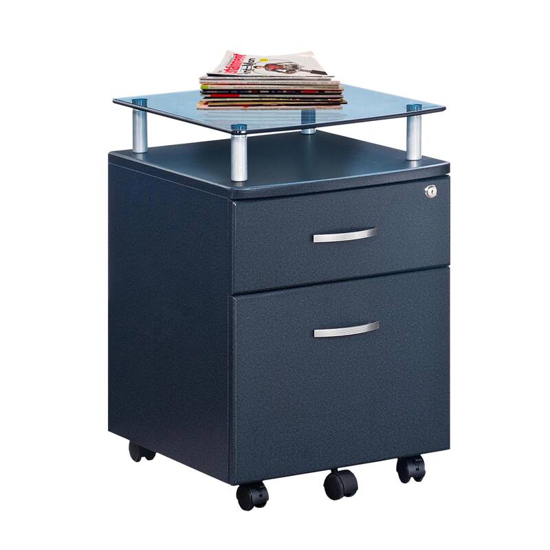 Techni Mobili Rolling File Cabinet with Glass Top