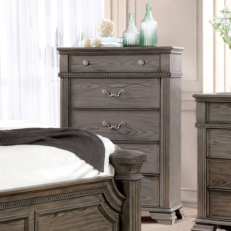 Stroh Traditional Wood 6-Piece Poster Bedroom Set with USB by Furniture of America