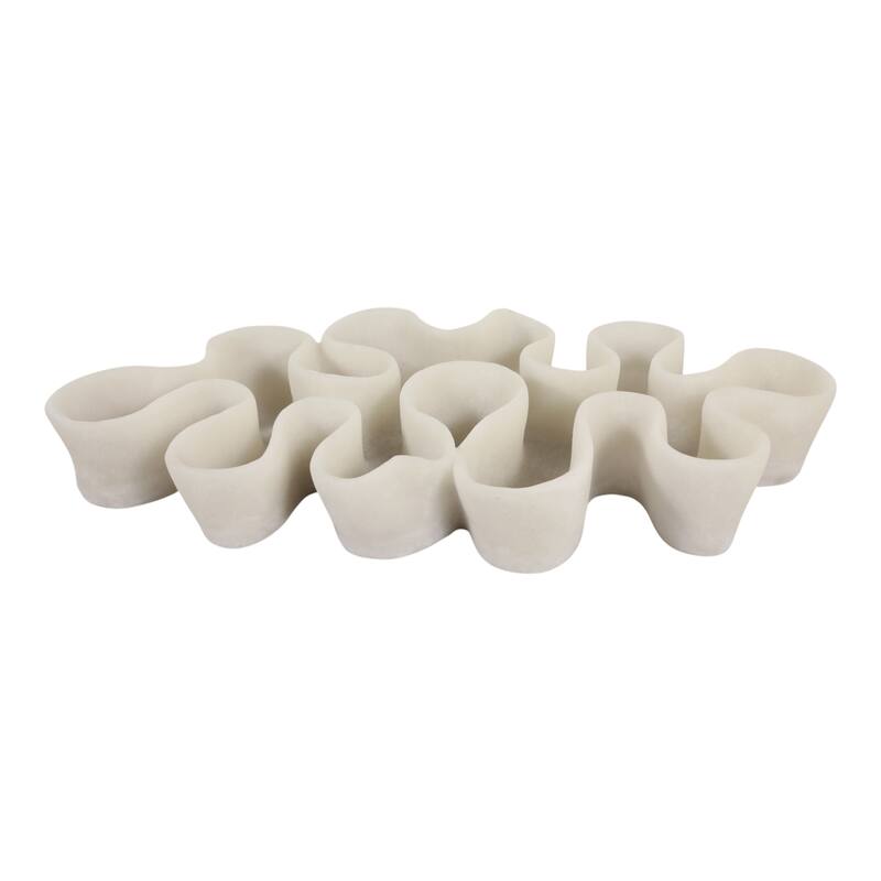 Resin Decorative Bowl Wave-Shaped Modern Sculptural Design - 21" White - 21.25" x 11" x 3.25"