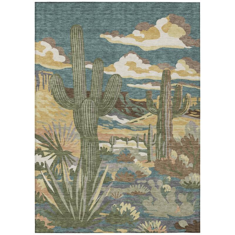 Machine Washable Indoor/ Outdoor Southwestern Mesa Chantille Rug