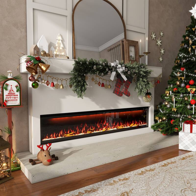 Clihome 42-88 INCH Recessed Wall-Mounted Intelligent Control Electric Fireplace - 88 in.