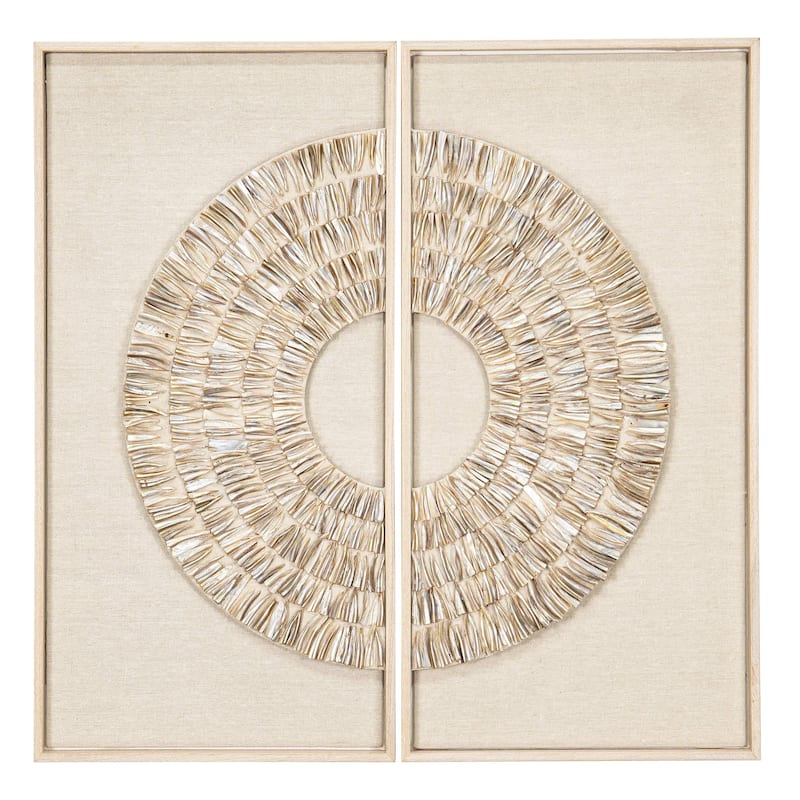 HUJI Glassless Two Piece Pearl Oyster Shell Wall Decor