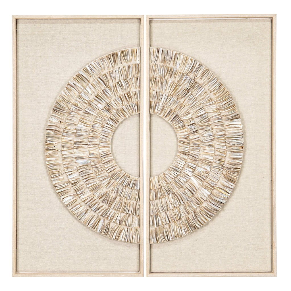 HUJI Glassless Two Piece Pearl Oyster Shell Wall Decor