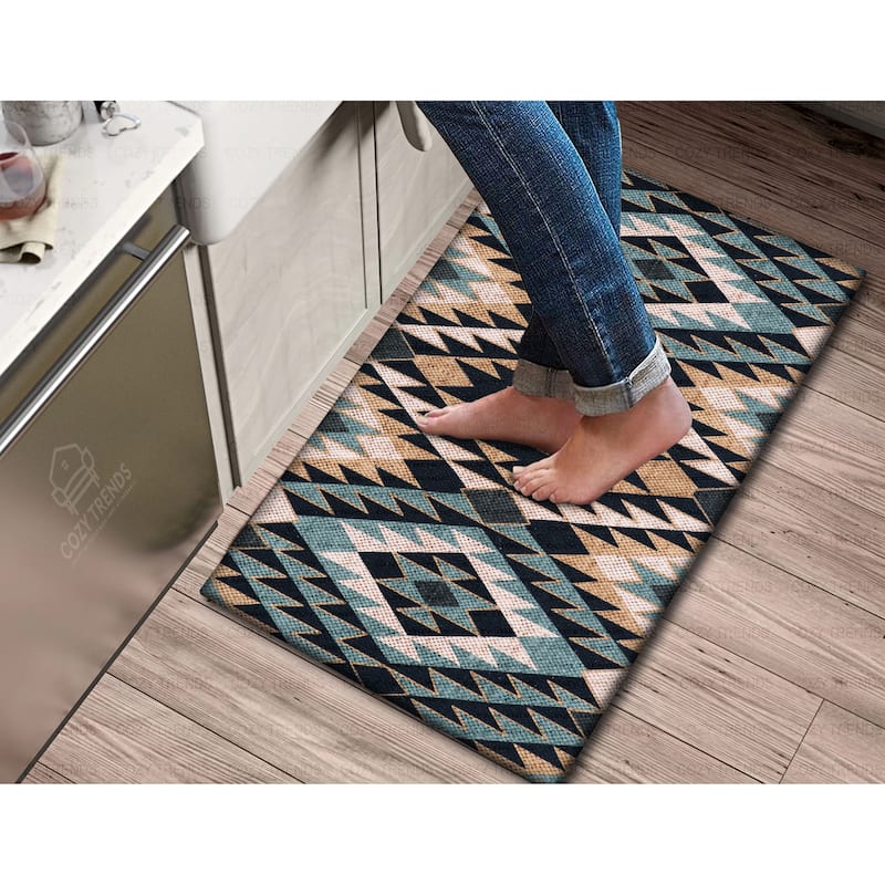 Handwoven Anti Fatigue Cushioned Standing Cotton Doormat/Bathroom/ Kitchen Mat 18"x30" - BEIGE/GREY
