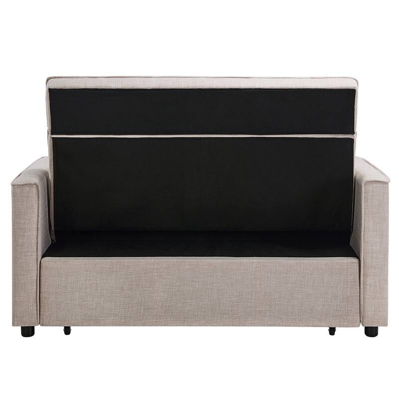 Modern 76.5" Length Pull Out Tufted Convertible Loveseat Upholstery Reclining Sleeper Sofa Bed