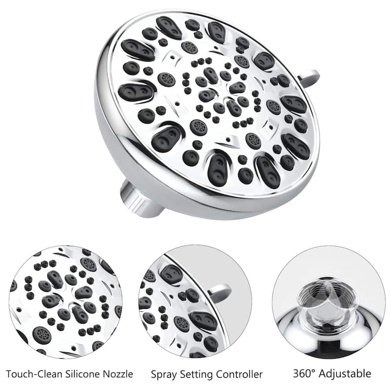 Drill-Free Stainless Steel Slide Bar Combo Rain Showerhead 7-Setting Hand, Dual Shower Head Spa System