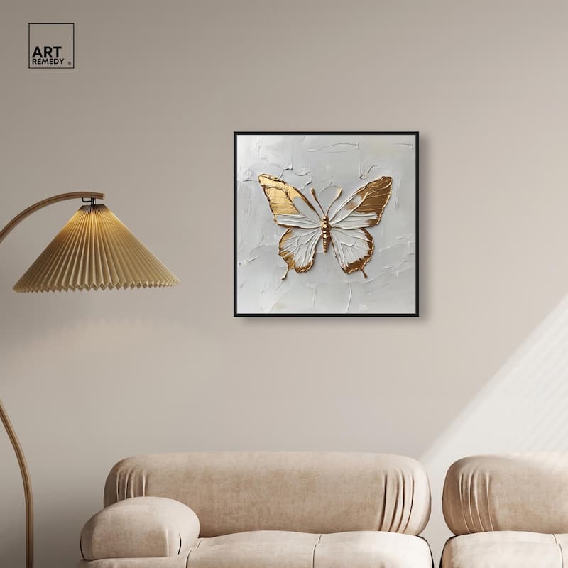 Simple Golden Butterfly Canvas by Art Remedy