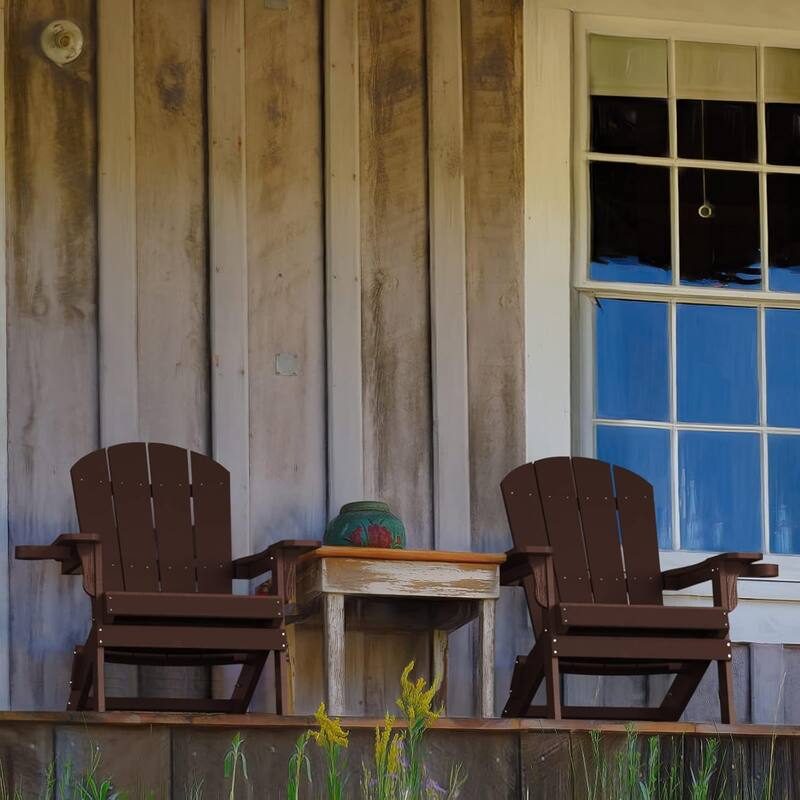 WINSOON All Weather HIPS Oversized Folding Adirondack Chair with Cup Holder