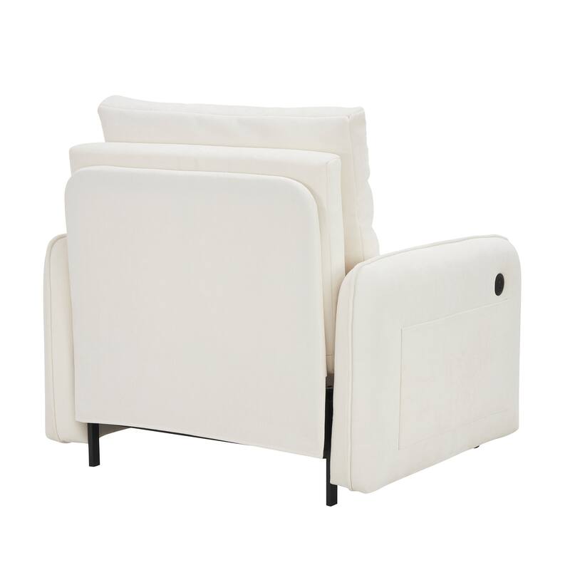 Roomfitters 3-in-1 Sleeper Chair Bed, 80'' Pull Out Lounge with USB Charging, Storage Pockets, Chenille