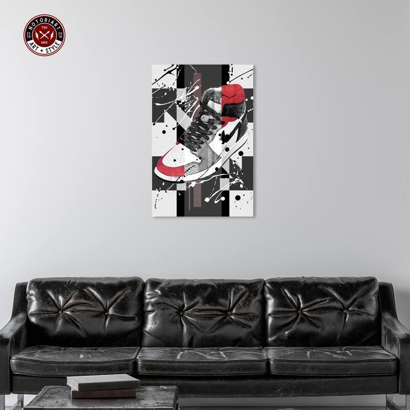 Notoriart Flashy Red Sneaker Gallery Wrapped Sneaker 1 Piece Canvas Wall Art