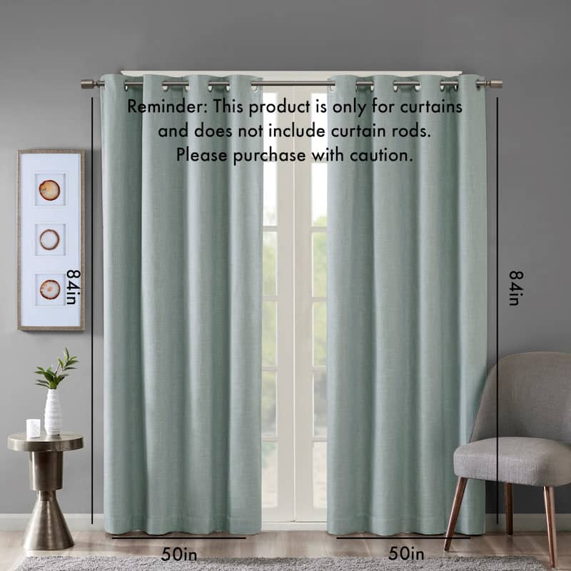 Printed Heathered Blackout Grommet Top Curtain Panel